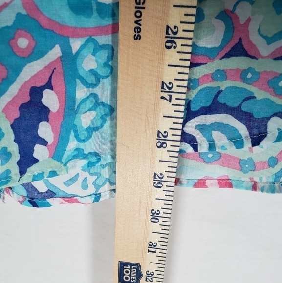 Torquoise Paisley Print Button Up Long Sleeve Shirt Sz L-XL - Picture 6 of 7